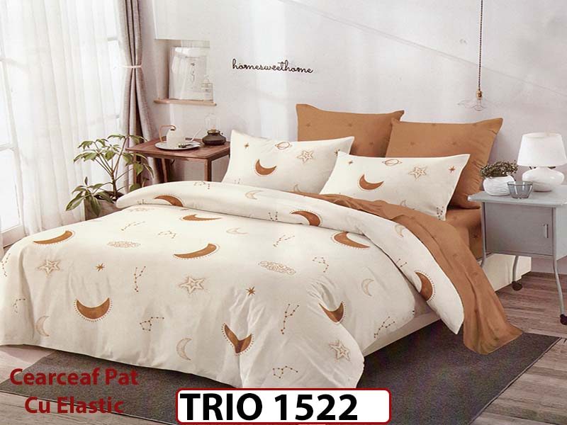 Lenjerie din finet  6 piese cearceaf cu elastic - TRIO1522