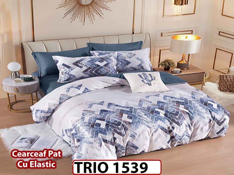 Lenjerie din finet  6 piese cearceaf cu elastic - TRIO1539