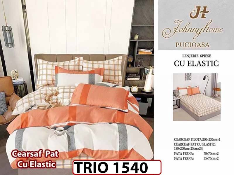 Lenjerie din finet  6 piese cearceaf cu elastic - TRIO1540