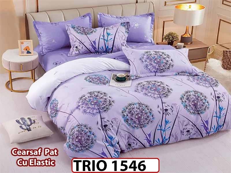 Lenjerie din finet  6 piese cearceaf cu elastic - TRIO1546