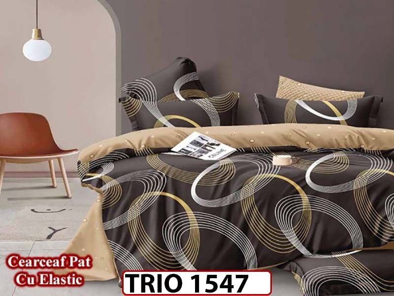Lenjerie din finet  6 piese cearceaf cu elastic - TRIO1547