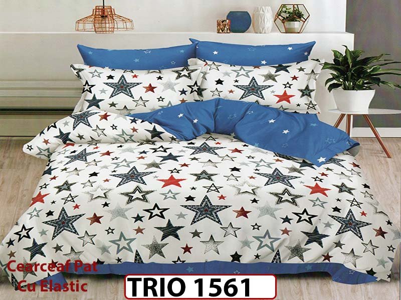 Lenjerie din finet  6 piese cearceaf cu elastic - TRIO1561