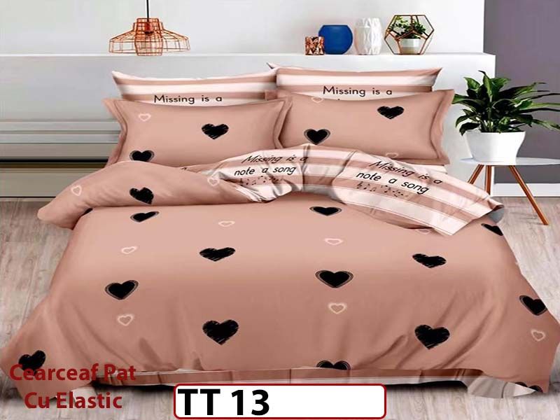 Lenjerie din finet 6 piese si cearceaf cu Elastic - TT 13