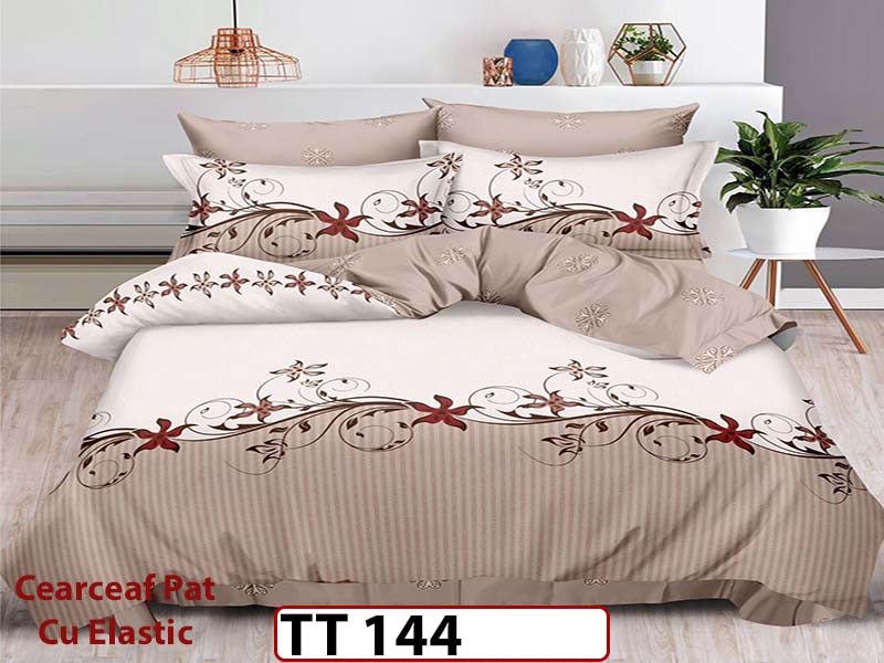 Lenjerie din finet 6 piese si cearceaf cu Elastic - TT 144