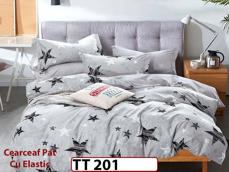 Lenjerie din finet 6 piese si cearceaf cu Elastic - TT 201