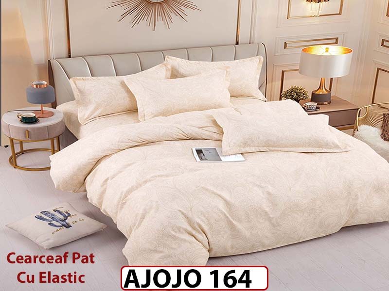 Lenjerie din finet 6 piese si cearceaf cu Elastic - AJOJO164