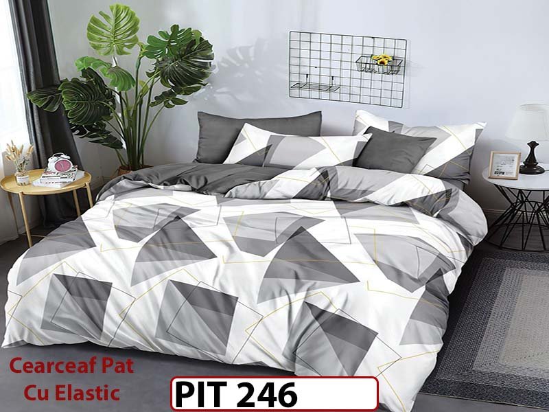 Lenjerie din finet  6 piese si cearceaf cu elastic - PIT246