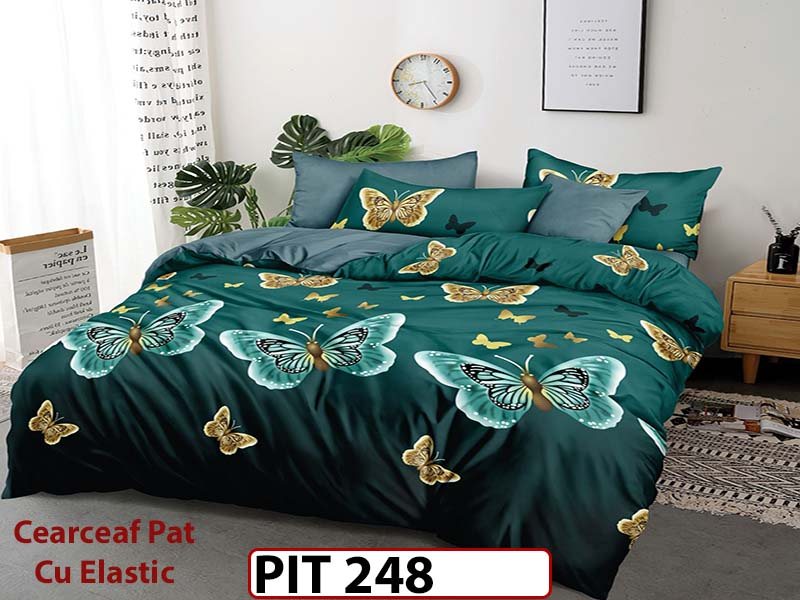 Lenjerie din finet  6 piese si cearceaf cu elastic - PIT248