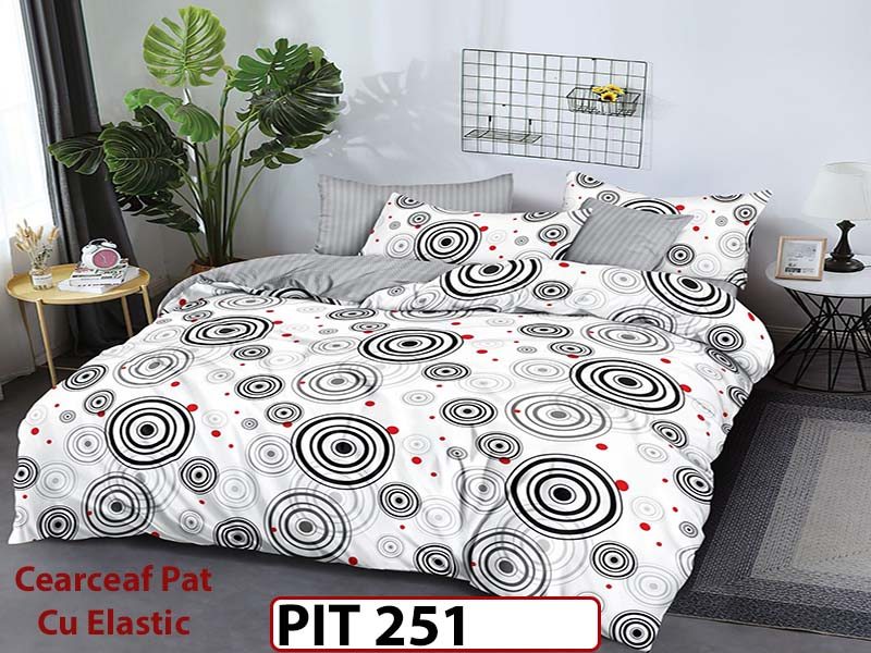 Lenjerie din finet  6 piese si cearceaf cu elastic - PIT251