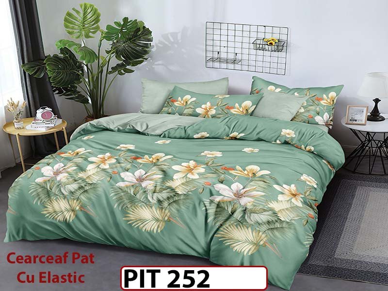 Lenjerie din finet  6 piese si cearceaf cu elastic - PIT252