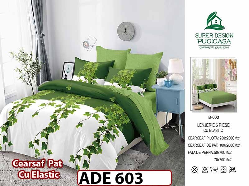 Lenjerie din finet  6 piese si cearceaf cu elastic - ADE 603