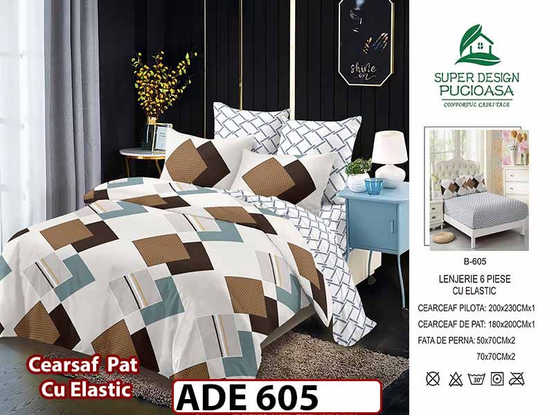 Lenjerie din finet  6 piese si cearceaf cu elastic - ADE 605