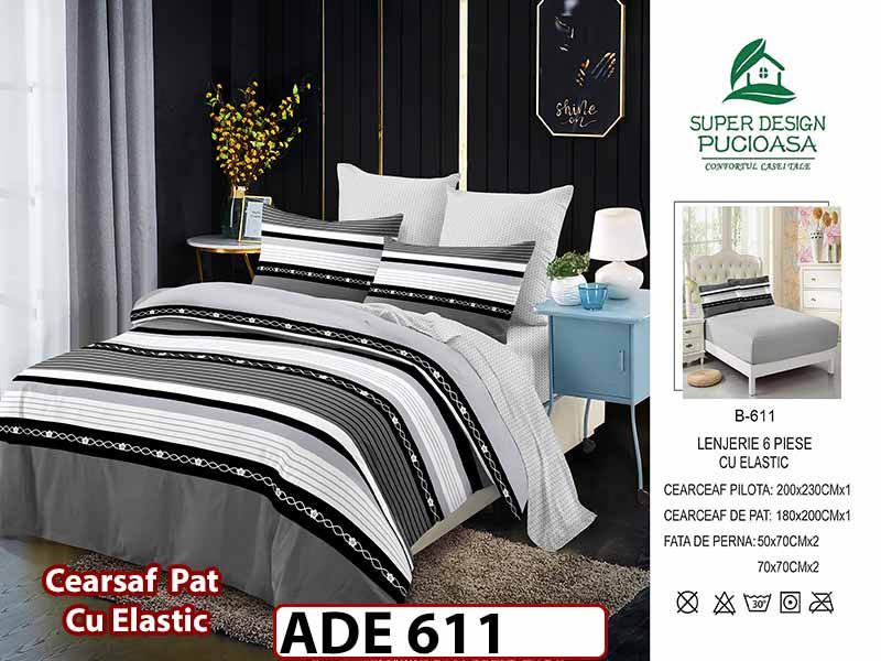 Lenjerie din finet  6 piese si cearceaf cu elastic - ADE 611