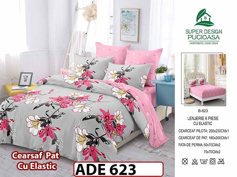Lenjerie din finet  6 piese si cearceaf cu elastic - ADE 623