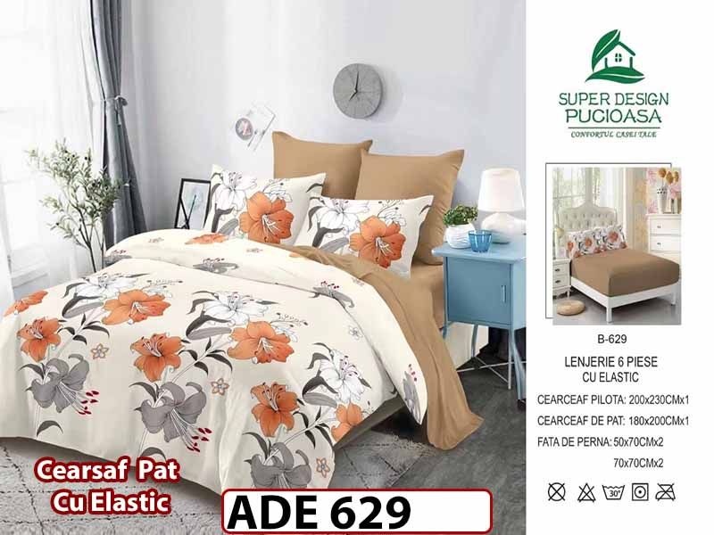 Lenjerie din finet  6 piese si cearceaf cu elastic - ADE 629