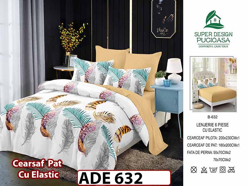 Lenjerie din finet  6 piese si cearceaf cu elastic - ADE 632