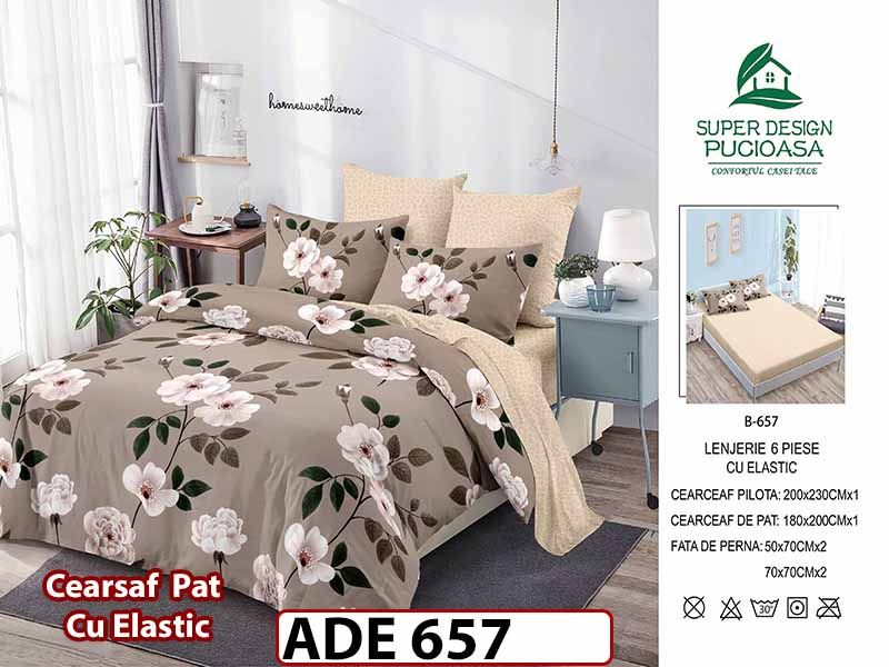 Lenjerie din finet  6 piese si cearceaf cu elastic - ADE 657