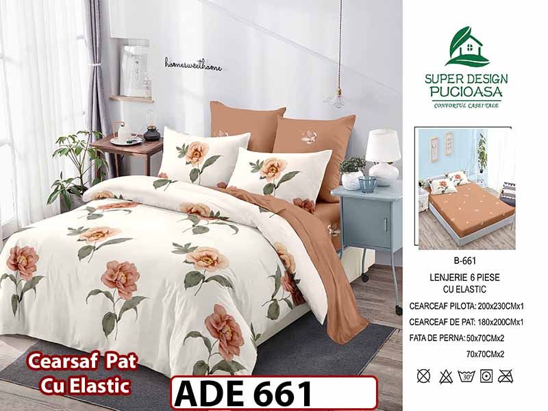 Lenjerie din finet  6 piese si cearceaf cu elastic - ADE 661