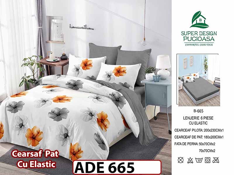 Lenjerie din finet  6 piese si cearceaf cu elastic - ADE 665