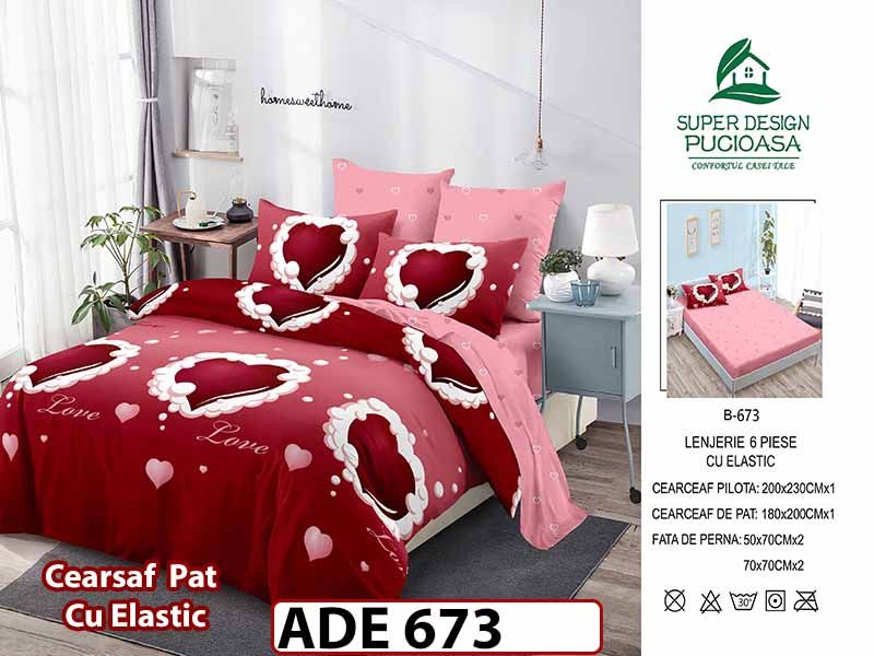 Lenjerie din finet  6 piese si cearceaf cu elastic - ADE 673