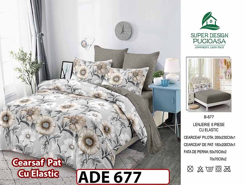 Lenjerie din finet  6 piese si cearceaf cu elastic - ADE 677