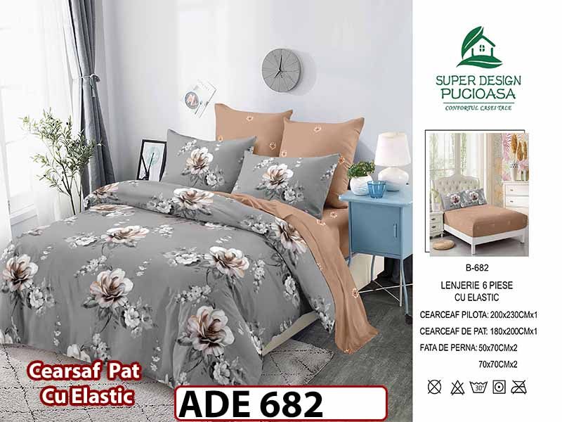 Lenjerie din finet  6 piese si cearceaf cu elastic - ADE 682