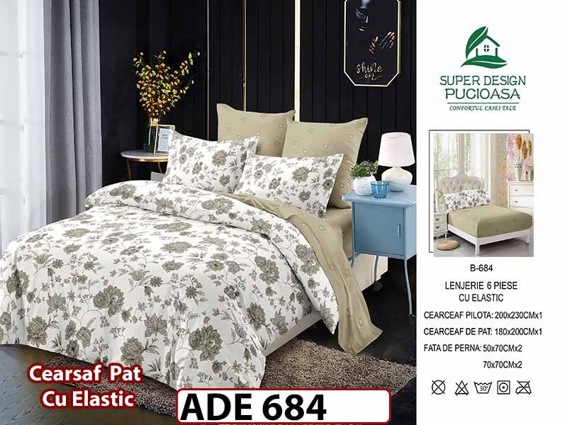Lenjerie din finet  6 piese si cearceaf cu elastic - ADE 684