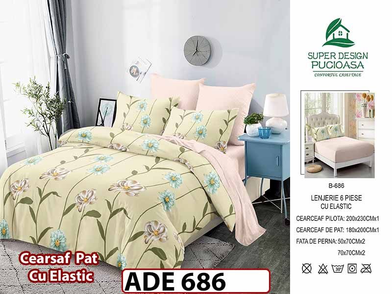 Lenjerie din finet  6 piese si cearceaf cu elastic - ADE 686