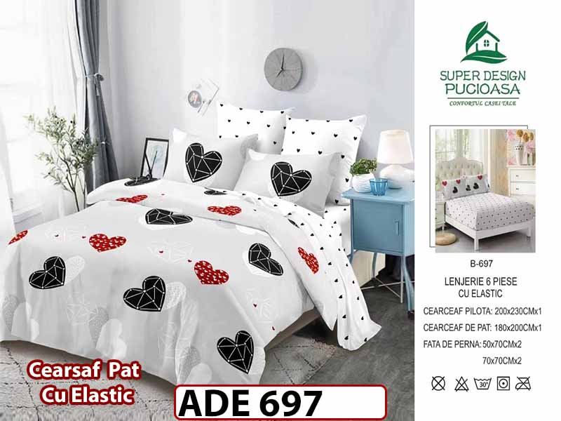 Lenjerie din finet  6 piese si cearceaf cu elastic - ADE 697