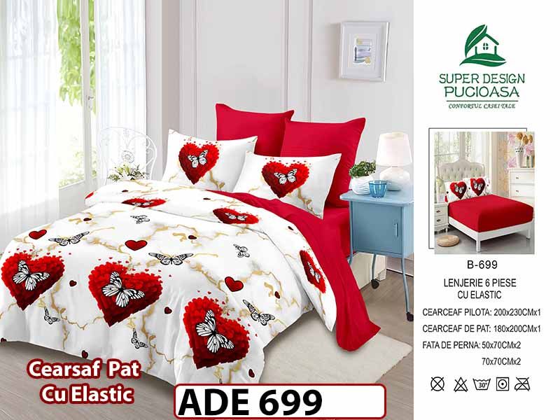 Lenjerie din finet  6 piese si cearceaf cu elastic - ADE 699