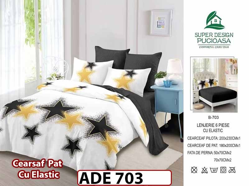 Lenjerie din finet  6 piese si cearceaf cu elastic - ADE 703