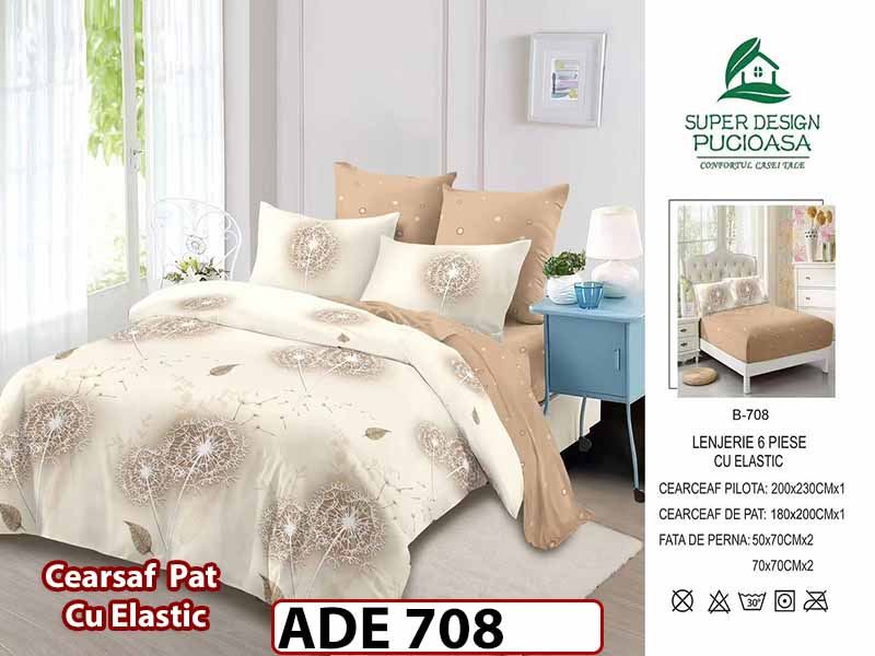 Lenjerie din finet  6 piese si cearceaf cu elastic - ADE 708