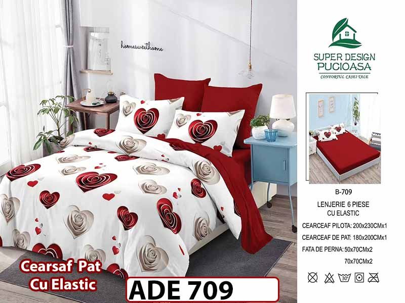 Lenjerie din finet  6 piese si cearceaf cu elastic - ADE 709