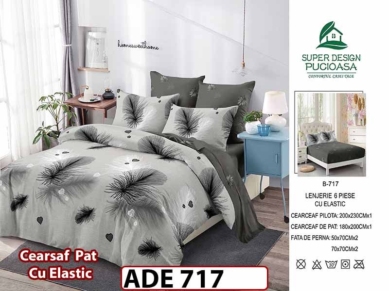 Lenjerie din finet  6 piese si cearceaf cu elastic - ADE 717