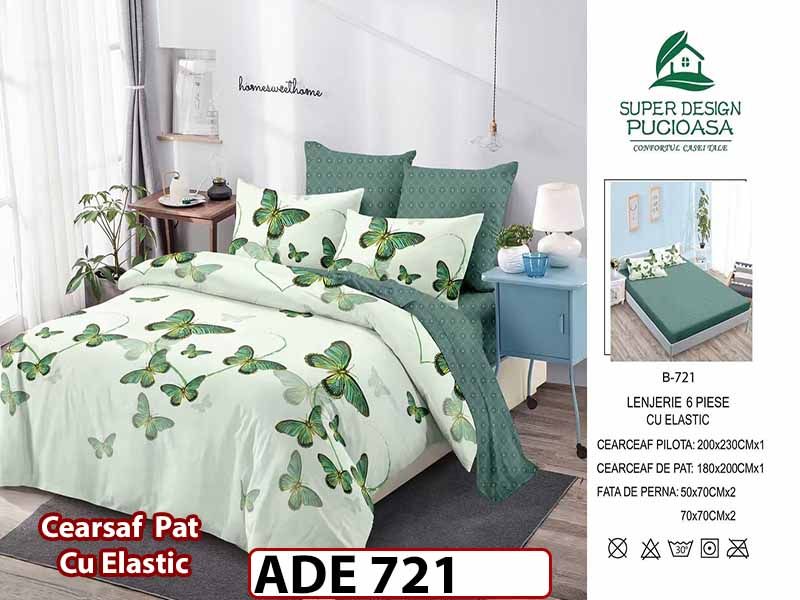 Lenjerie din finet  6 piese si cearceaf cu elastic - ADE 721