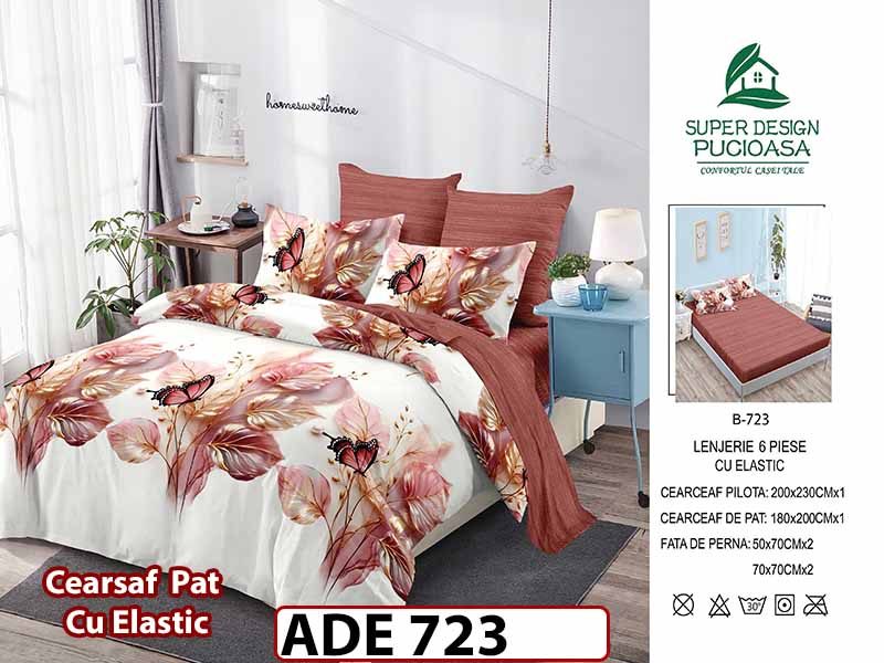 Lenjerie din finet  6 piese si cearceaf cu elastic - ADE 723