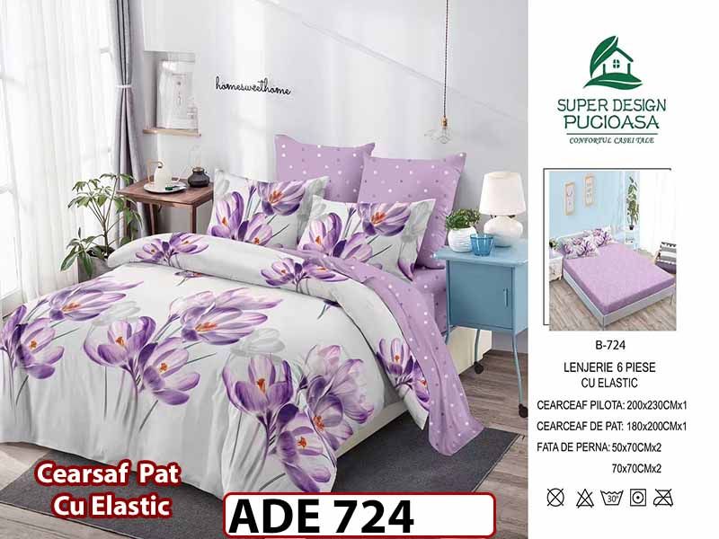 Lenjerie din finet  6 piese si cearceaf cu elastic - ADE 724