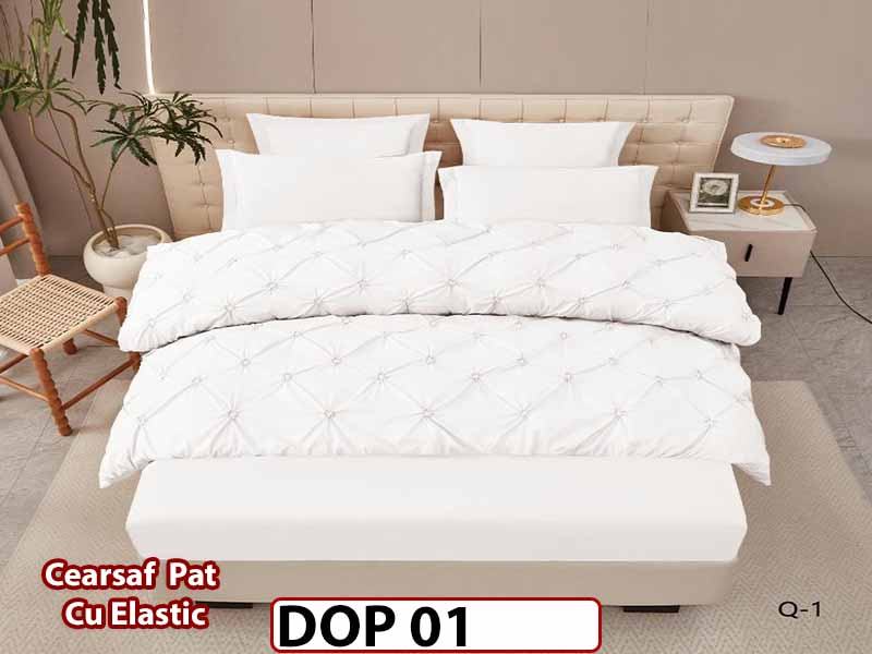 Lenjerie din Finet 6 piese cu pliuri cu Cearceaf Elastic - DOP01