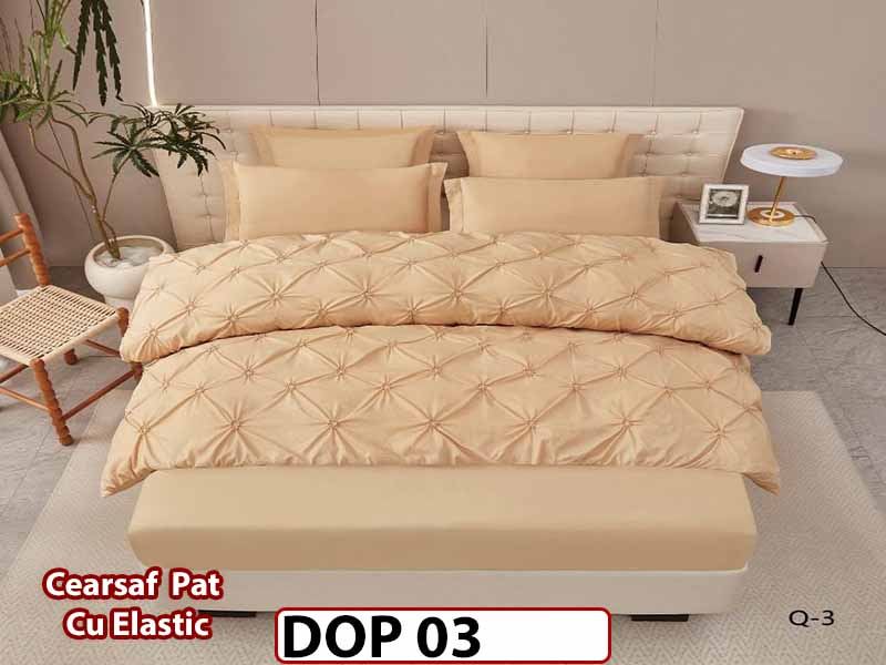 Lenjerie din Finet 6 piese cu pliuri cu Cearceaf Elastic - DOP03
