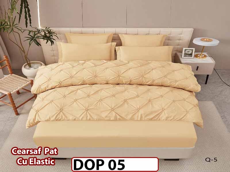 Lenjerie din Finet 6 piese cu pliuri cu Cearceaf Elastic - DOP05