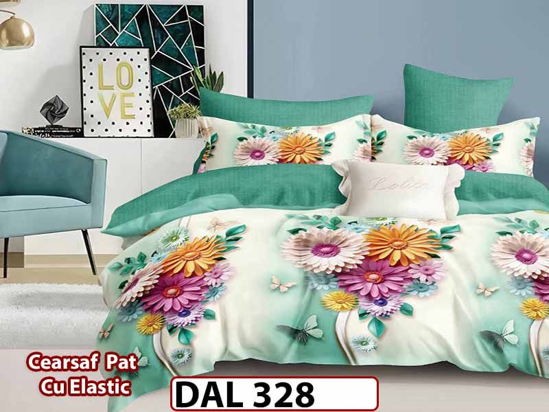 Lenjerie din finet cu 6 piese si cearceaf cu Elastic - DAL328