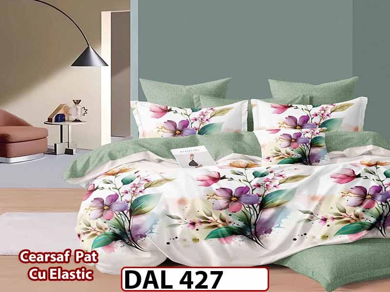 Lenjerie din finet cu 6 piese si cearceaf cu Elastic - DAL427