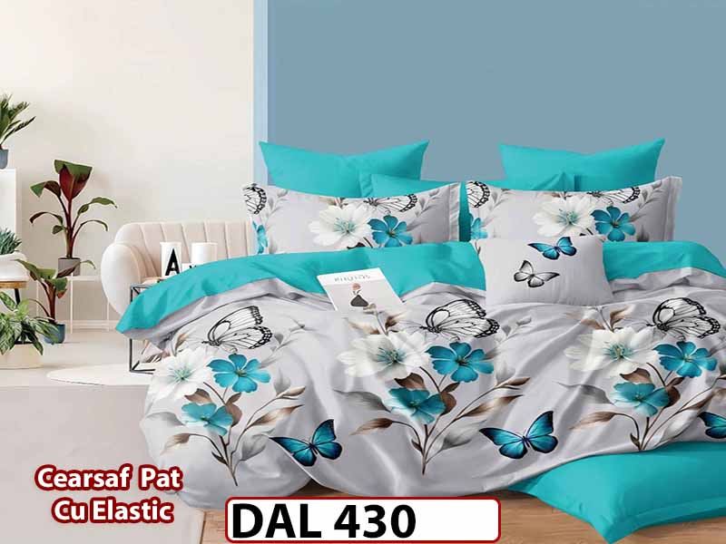 Lenjerie din finet cu 6 piese si cearceaf cu Elastic - DAL430