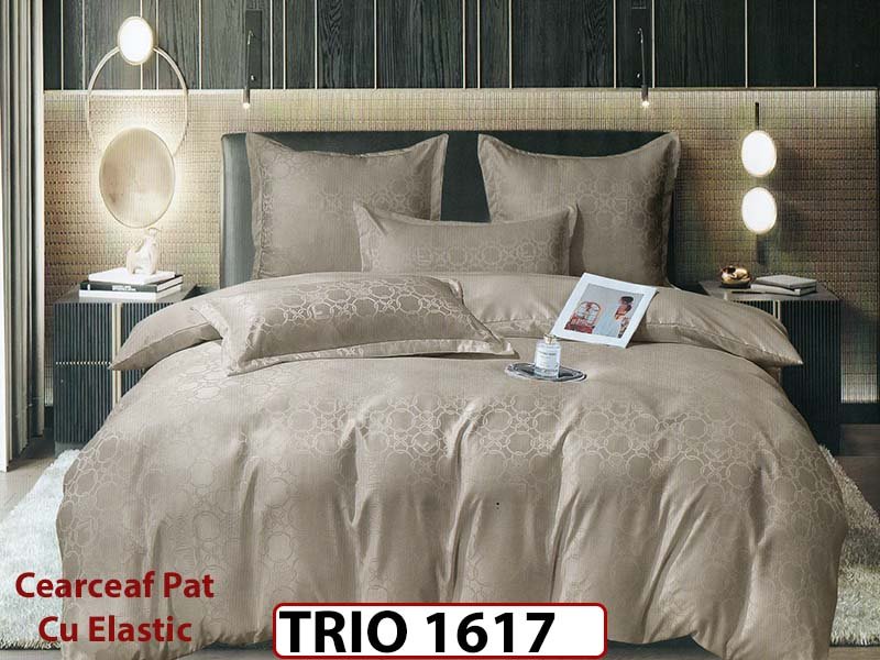 Lenjerie din finet  6 piese cearceaf cu elastic - TRIO1617