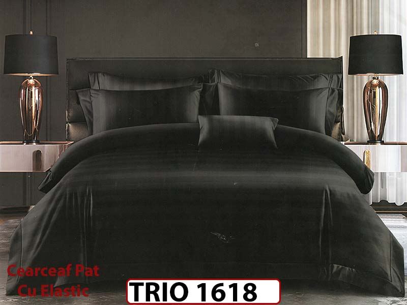 Lenjerie din damasc finetat 6 piese cearceaf cu elastic - TRIO1618
