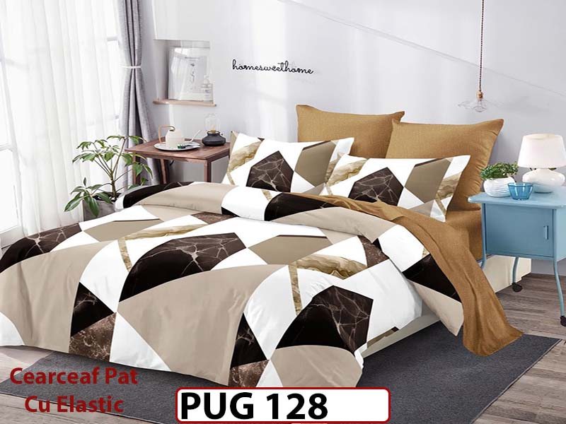 Lenjerie din finet 6 piese si cearceaf cu Elastic - PUG128