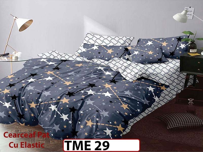 Lenjerie din finet  6 piese si cearceaf cu elastic - TME29