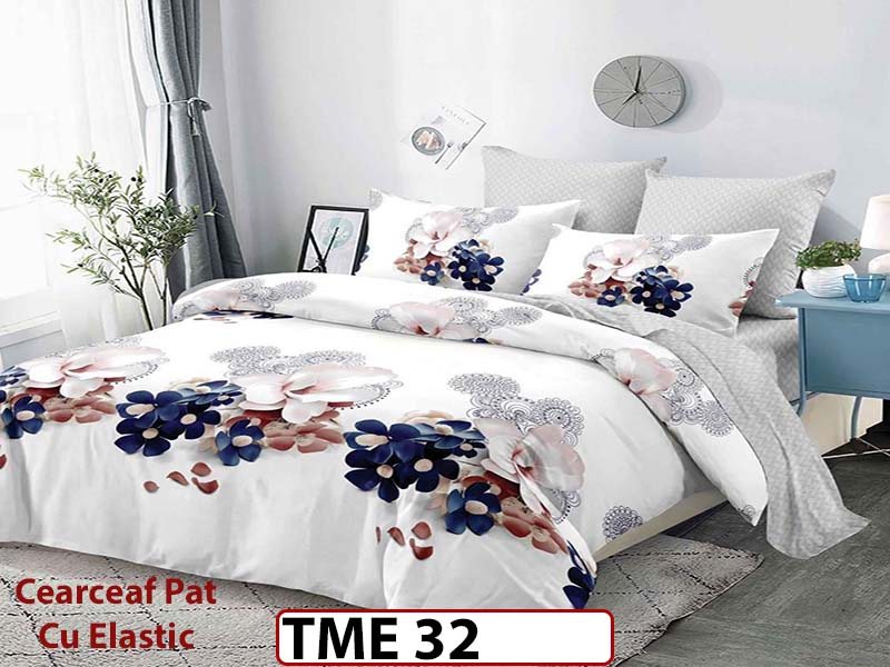 Lenjerie din finet  6 piese si cearceaf cu elastic - TME32