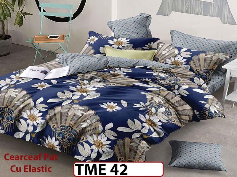 Lenjerie din finet  6 piese si cearceaf cu elastic - TME42