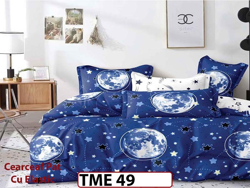 Lenjerie din finet  6 piese si cearceaf cu elastic - TME49